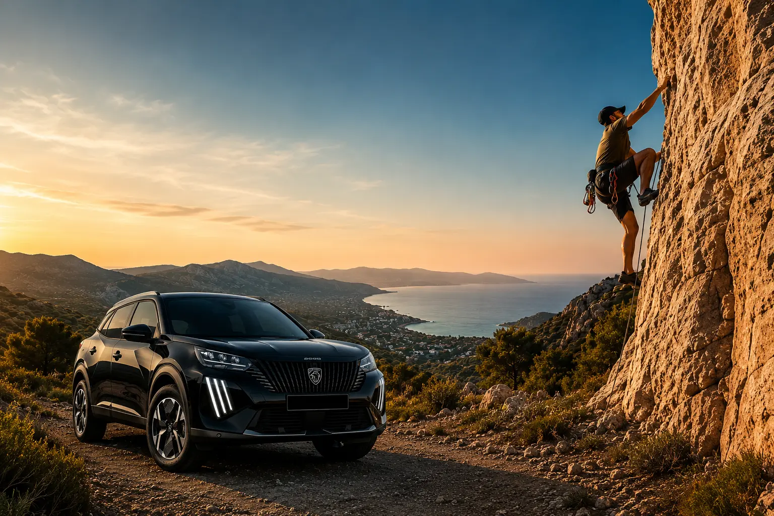 Private transfer vehicle near a climbing route in Rhodes