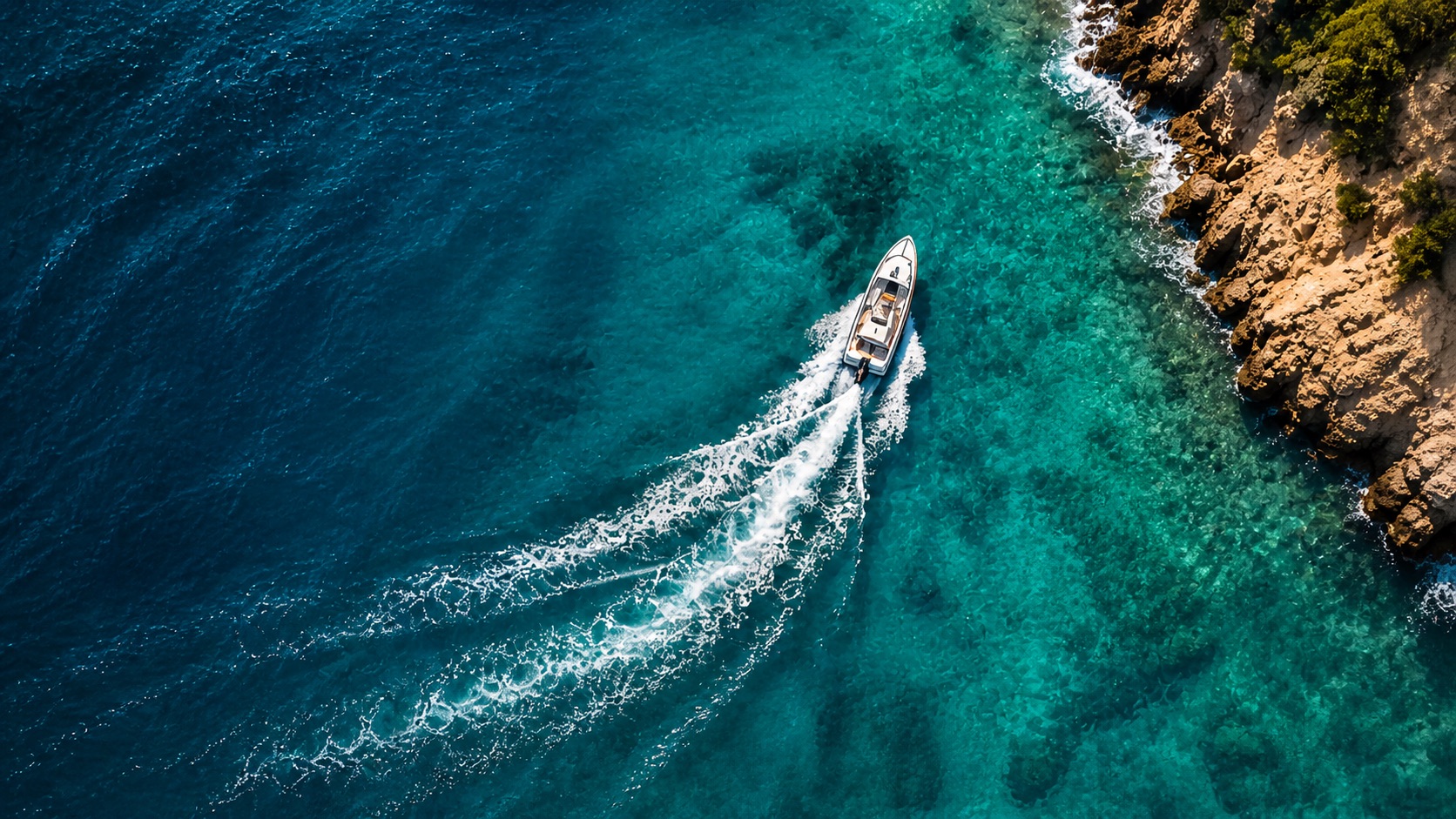 Riptide Watersports boat floating on calm Rhodes water